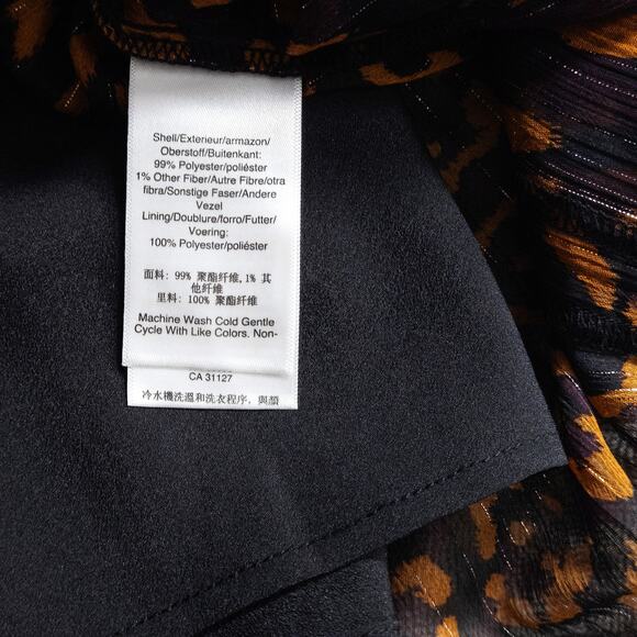 DKNY Sheer Blouse Animal Print Brown Black Size Large Mobwife Glam - Picture 12 of 13